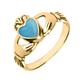 9ct Yellow Gold Turquoise Claddagh Set Ring