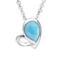 Sterling Silver Turquoise Half Filled Heart Necklace - Silver