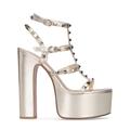 155mm Rockstud Metallic Leather Sandals