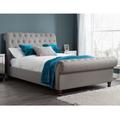 Castello Grey Fabric Scroll Sleigh Bed Frame - 5ft King Size - Happy Beds