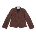 Preworn Womens Size 14 Brown Cotton Blend Work Formal Office Business Professional Occasion Suit Jacket (Regular)