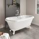 Paintable Freestanding Double Ended Roll Top Bath with White Feet 1515 x 740mm - Park Royal