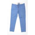 Superdry Mens Blue Cotton Chino Trousers Size M L30 in Regular
