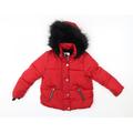 F&F Girls Red Overcoat Coat Size 5-6 Years