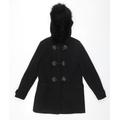 F&F Girls Black Overcoat Coat Size 11-12 Years