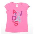adidas Womens Pink Cotton Basic T-Shirt Size 8 Round Neck