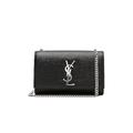 Saint Laurent Small Monogramme Kate Chain Bag in Black & Silver - Black. Size all.