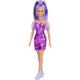 Barbie Fashionistas Doll Petite Long Purple Hair & Purple Metallic Dress