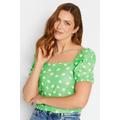 Lts Tall Green Floral Print Linen Blend Top 12 Lts | Tall Women's Day Tops