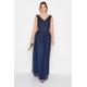 Lts Tall Navy Blue Sequin Hand Embellished Maxi Dress 28 Lts | Tall Women's Occasion Dresses