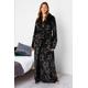 Lts Tall Black Foil Star Print Maxi Dressing Gown 22-24 Lts | Tall Women's Dressing Gowns