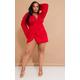 Plus Red Plus Textured Wrap Front Dress
