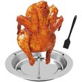 Roast rack roast chicken shelf Stainless steel grill hanging shelf with grill brush Vertical roaster holder with drip tray for grill grill accessories