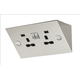 KnightsBridge 13A 2G Mounting Switched Socket with Dual USB Charger (2.4A) - Stainless Steel with black insert