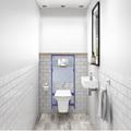 Wall Hung Rimless Toilet with Soft Close Seat Frame Cistern and Chrome Flush - Santiago