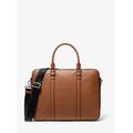 MK Hudson Logo and Leather Double-Gusset Briefcase - Luggage Brown - Michael Kors