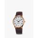 Frederique Constant FC-235M4S4 Men's Slimline Leather Strap Watch, Brown/White