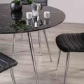 Bentley Designs Christa Black Marble Effect Tempered Glass 4 Seater Dining Table With Nickel Plated Legs