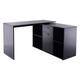 Zennor Large L-Shaped Rotating Computer Desk with Storage - Black