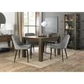 Bentley Designs Cannes Dark Oak 4-6 Seater Dining Table & 4 Grey Chairs