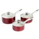 Morphy Richards 3-Piece Saucepan Set - Red