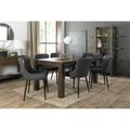 Bentley Designs Cannes Dark Oak 6-8 Seater Dining Table & 6 Cezanne Dark Grey Faux Leather Chairs With Black Legs