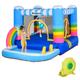 Outsunny Kids Rainbow Bouncy Castle Trampoline with Net & Pool