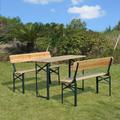 Outsunny Portable Folding Camping Trestle Table and 2 Bench Set