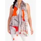 chesca Cotton Swirl Scarf, Grey/White