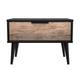 Welcome Furniture Ready Assembled Hirato 1 Drawer Large Bedside Cabinet Vintage Oak Black Wood Legs