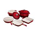 Robert Dyas 5 Piece Cast Iron Pan Set - Cerise