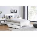 Furniture Box Azure White Wooden Solid Pine Quality Single Bed Frame And Sprung Luxury Mattress with 2 Underbed Drawers