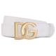 Dolce & Gabbana DG Logo Buckle Leather Belt White