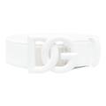 Dolce & Gabbana Logo Plaque Buckle Fastening Belt Leather White/White