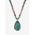 Women's Genuine Multicolor Jasper Beaded Goldtone Bezel Set Pendant Necklace 36 Inch by PalmBeach Jewelry in Blue