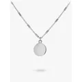 IBB Personalised Sterling Silver Disc Bar Chain Pendant Necklace, Silver
