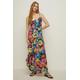 Floral Print Button Front Tiered Maxi Dress