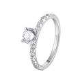 The Love Silver Collection Sterling Silver Cubic Zirconia Solitaire Ring with Set Shoulders, One Colour, Size Medium, Women