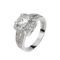 Moissanite 18 Carat White Gold 185 Points Cushion Set Ring With Stone Set Shoulders, Size Q, Women