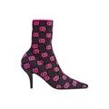 Gucci GG 75mm Knit Ankle Boots Black Fluorescent Pink Fabric