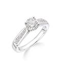 Love DIAMOND 18ct White Gold Claw Set 70 Point Diamond Ring with Diamond Set Shoulders, One Colour, Size N, Women