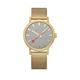 Mondaine Classic Golden 40Mm Case Good Grey Watch With Mesh Bracelet