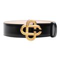 Casablanca Monogram Logo Plaque Leather Belt Black