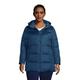 Hooded Wide Channel Down Puffer Jacket, Women, size: 28-30, plus, Blue, Nylon/Down, by Lands' End