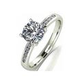 Moissanite 9 Carat White Gold 1.10pt Equivalent Solitaire Ring with Set Shoulders, White Gold, Size Z, Women