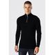 Mens Black Muscle Funnel Neck Half Zip Jumper, Black