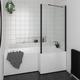 Essential Kensington 1700mm x 850mm L Shape Left Handed Shower Bath Pack With Bath Front Panel & Matt Black Bath Screen White Acrylic EB559