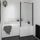 Essential Kensington 1700mm x 850mm L Shape Right Handed Shower Bath Pack With Bath Front Panel & Matt Black Bath Screen White Acrylic EB560