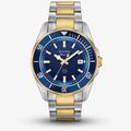 Bulova Mens Marine Star Stainless Steel Blue Date Dial Gold Plated Two Tone Bracelet Watch 98B334