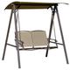 Outsunny 2 Seater Garden Swing Chair, Outdoor Canopy Swing Bench with Adjustable Shade and Metal Frame, Brown